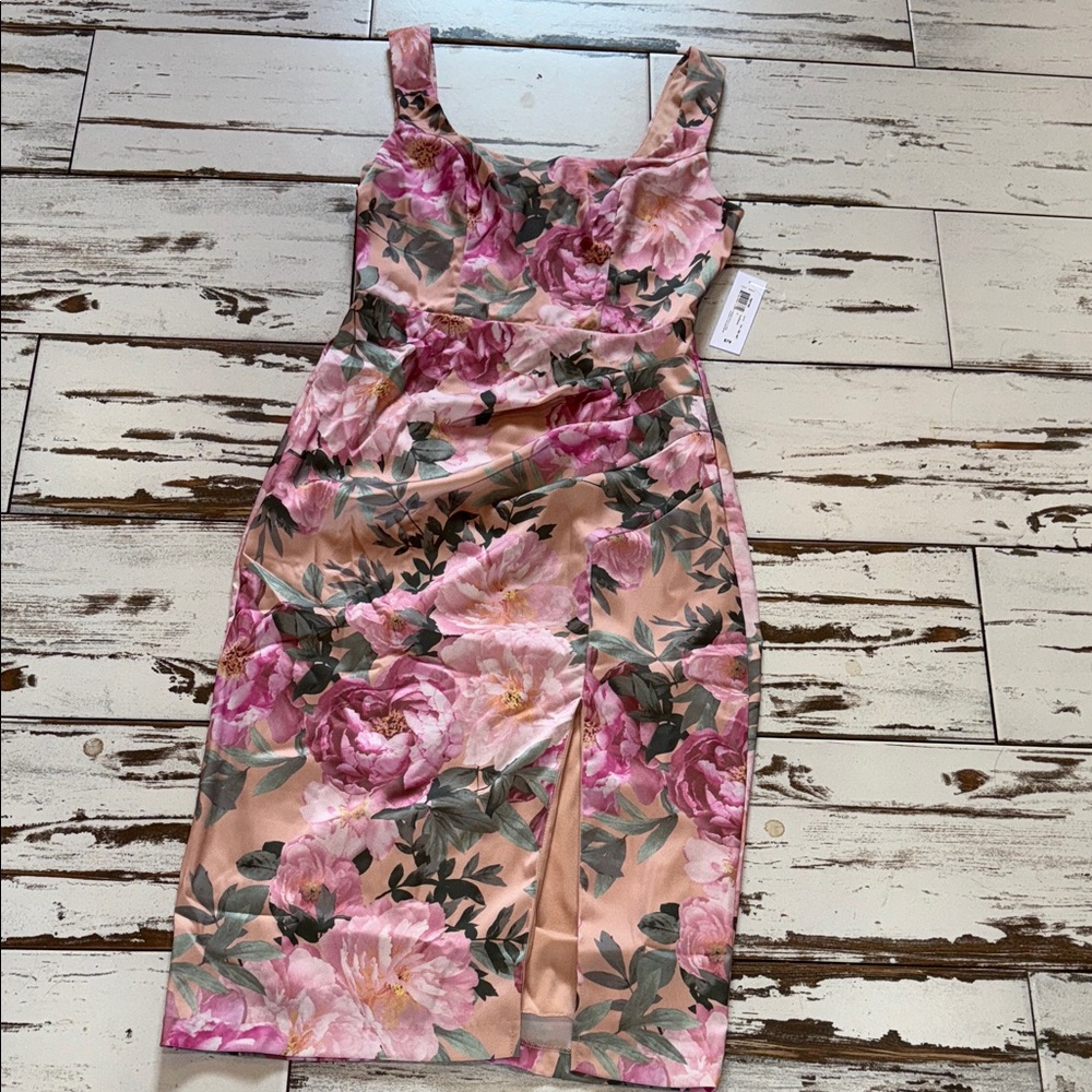 NWT pink floral midi dress Premier Amour brand